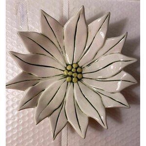 Vintage Handmade Atlantic Mold Ceramic Poinsettia Dish - 1972